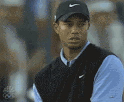 Tiger Woods Wearing Black Nike Hat GIF
