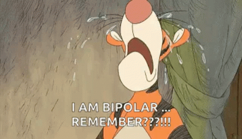 Tigger From Winnie The Pooh Is Crying And Says `` I Am Bipolar Remember ? '' GIF