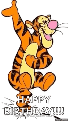 Tigger From Winnie The Pooh Is Giving A Thumbs Up And Saying `` Happy Birthday ! '' GIF