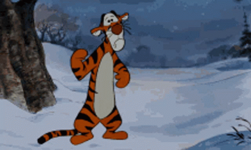 tigger from winnie the pooh is walking in the snow