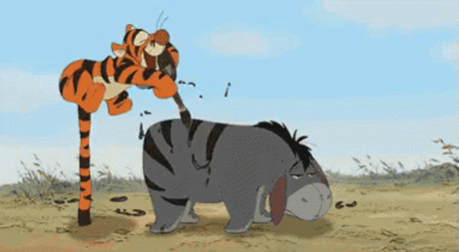 Tigger Painting The Body Of Eeyore GIF