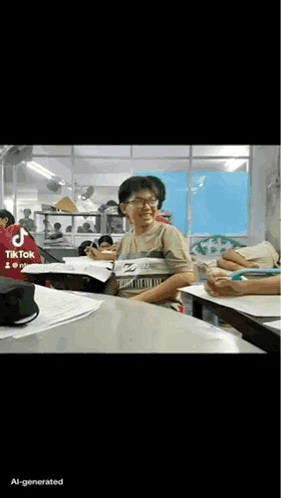 TikTok Man Sitting at Table With Papers