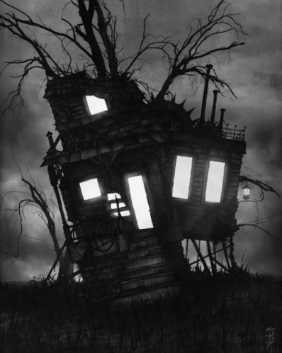 Tilted Haunted House GIF