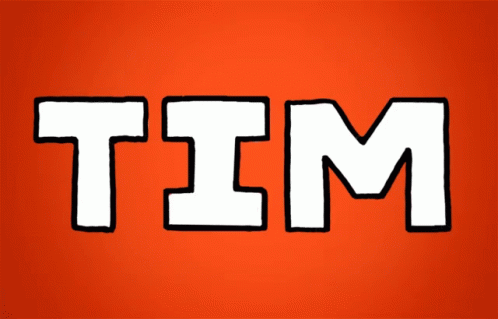 Tim Is Written In White On An Orange Background GIF