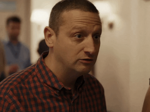 Tim Robinson Silly Face Shushing GIF