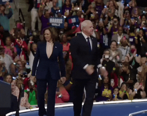 Tim Walz And Kamala Walking GIF