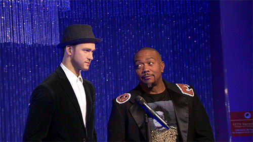 Timbaland Looking At Justin Timberlake GIF