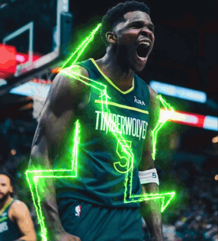 Timberwolves Player With Green Lightning Bolt