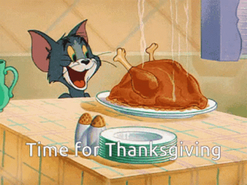Time For Thanksgiving Turkey Tom Cat GIF