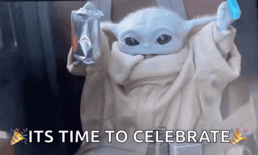 Time To Celebrate Baby Yoda Star Wars Mandalorian GIF