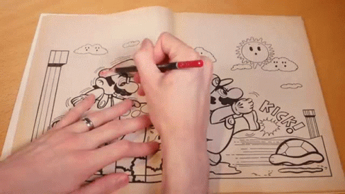 Timelapse Coloring Super Mario GIF