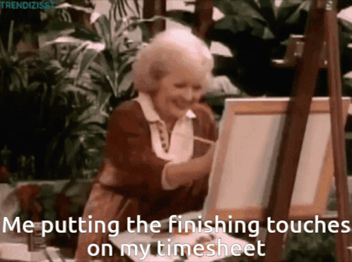 Timesheet Betty White Painting GIF