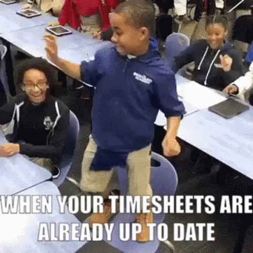 Timesheet Little Boy Table Top Happy Dance GIF