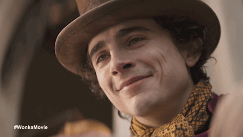Timothée Chalamet Wonka Smiling GIF