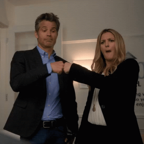 Timothy Olyphant And Drew Barrymore Fist Bump