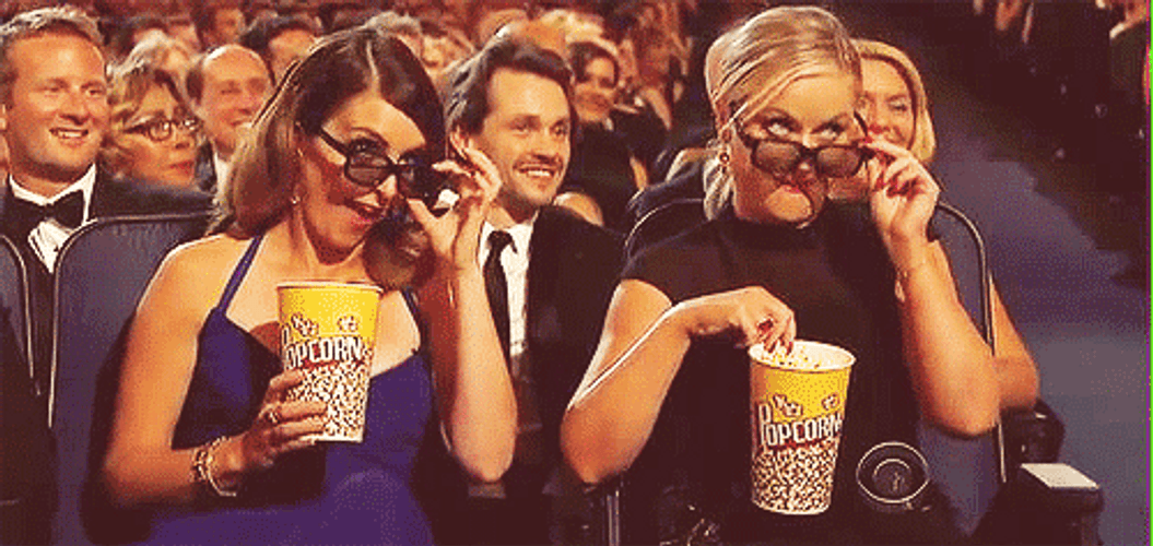 Tina And Amy Eating Popcorn During Awards Night Meme GIF