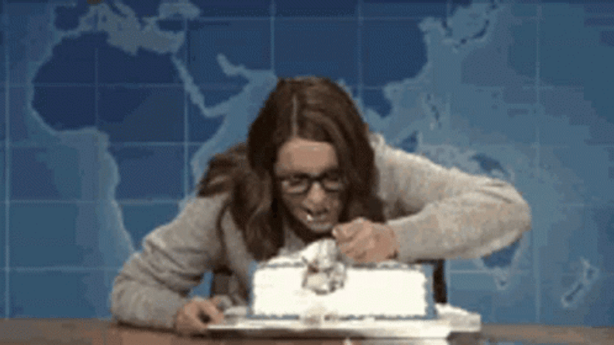 Tina Fey Eating Cake GIF