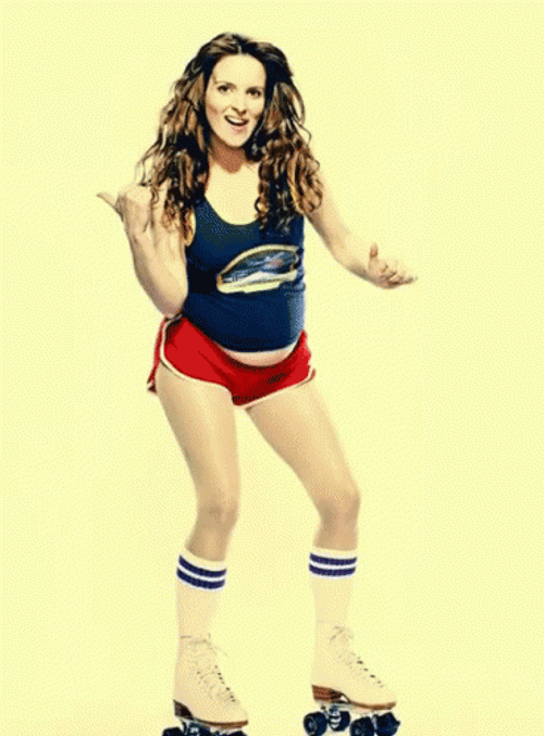 Tina Fey Roller Skating GIF