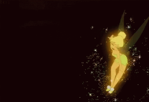 Tinkerbell Is Flying Through The Air Surrounded By Sparks GIF