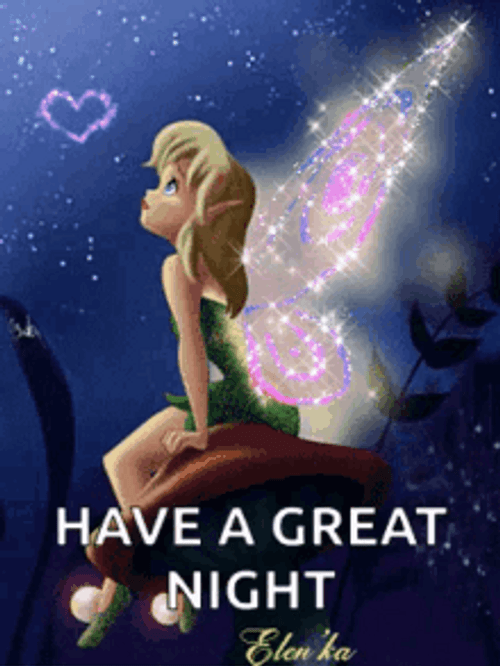 Tinkerbell Sitting Heart Have A Good Night GIF