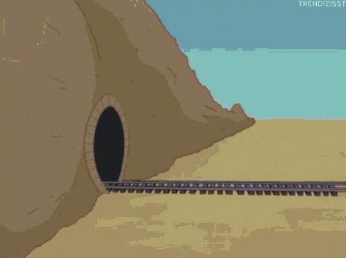 Tiny Train Tunnel With Pink Train GIF