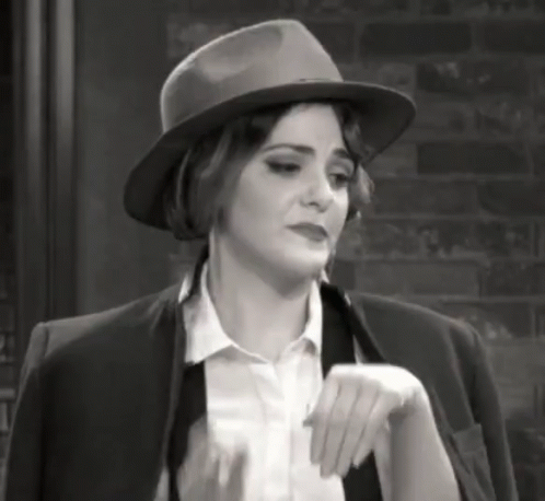 Tip Of The Hat Lady Black And White GIF