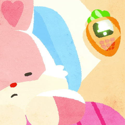 Tired Bunny With Carrot Alarm Clock GIF