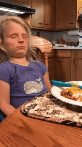 Tired Kid Eating She's So Full GIF