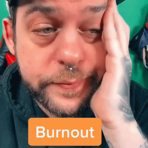 Tired Man Shaking Head Is Burnout GIF