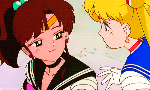 Tired Sailor Jupiter Hugged By Venus GIF