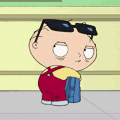 Tired Stewie Wheres My Money Family Backpack Glasses GIF