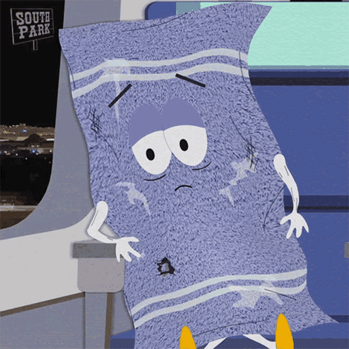 Tired Towelie Riding Vehicle GIF