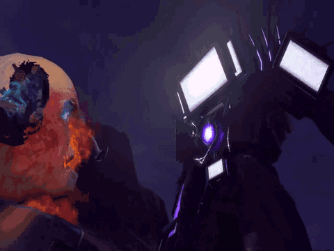 Titan Tv Man Firing Purple Laser GIF