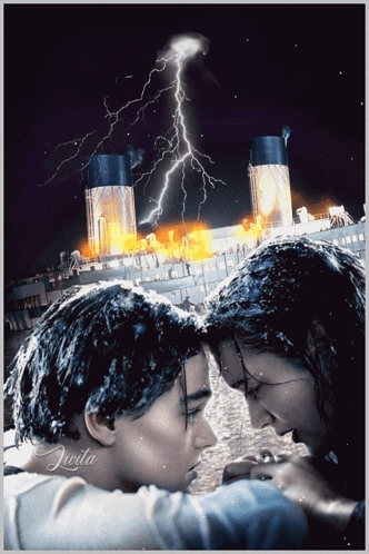 Titanic Movie Poster Man And Woman Hugging GIF