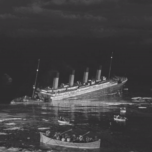 Titanic Sinking Black And White Shipwreck GIF