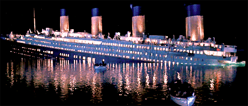 Titanic Sinking Boats Rowing Away GIF