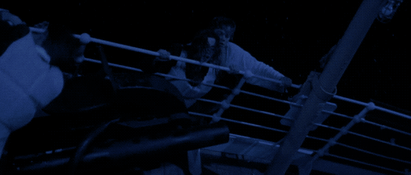 Titanic Sinking Jack And Rose Hold The Rail GIF