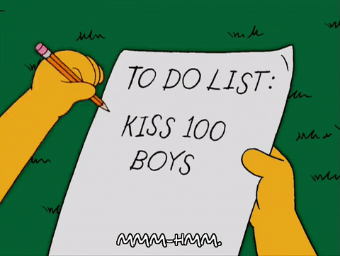 To Kiss 100 Boys Checklist GIF