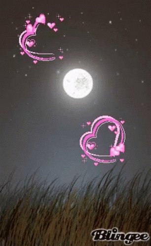 To The Moon Two Pink Hearts GIF