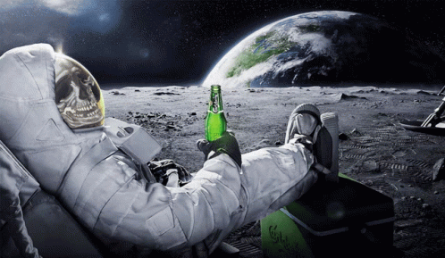 To The Moon Skull Astronaut Drinking Soda GIF