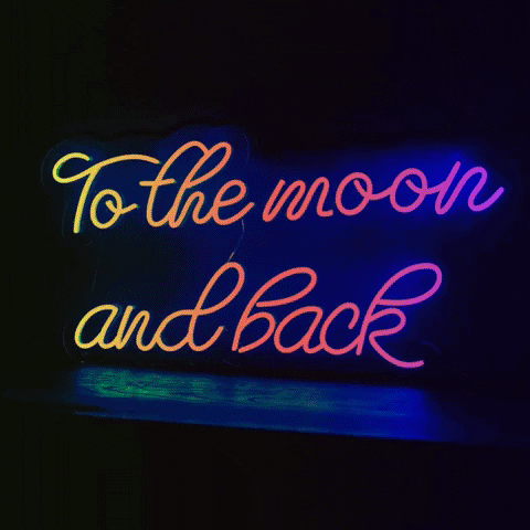 To The Moon And Back Neon Chrome Hearts GIF