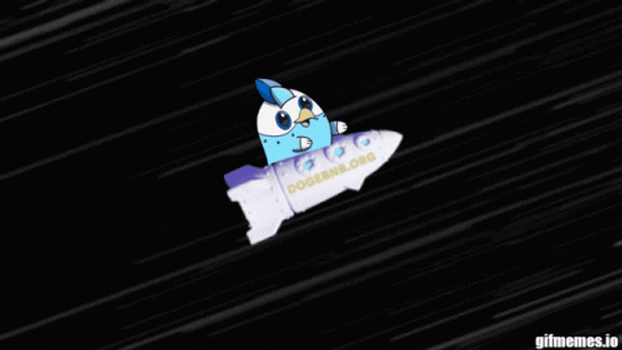 To The Moon Bue Bird Riding A Rocket GIF