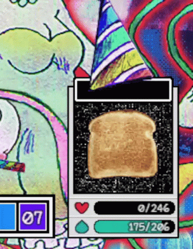 Toast Slice Wearing Party Hat GIF