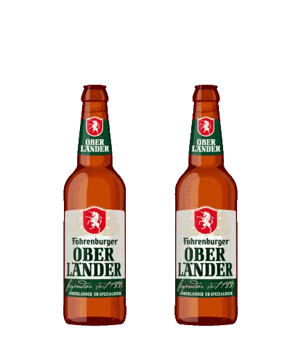 Toasting Fohrenburger Ober Lander Bottles