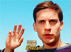 Tobey Maguire Says Shazam GIF