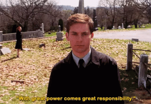 Tobey Maguire With Great Power Comes Great Responsibility GIF