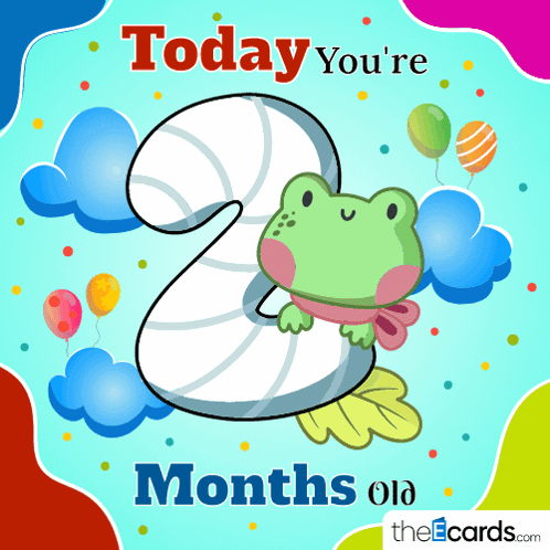 Today You're 2 Months Old Card Frog Balloons