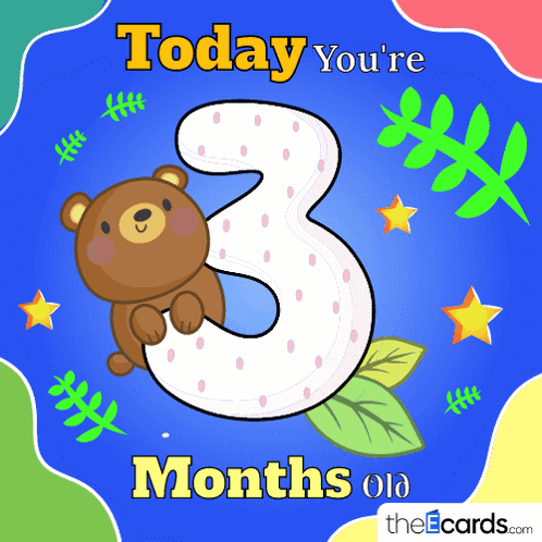 Today You're 3 Months Old Card With Teddy Bear