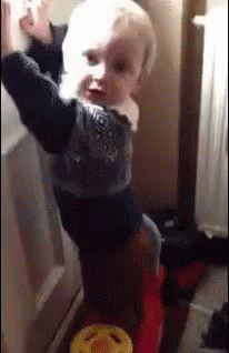 Toddler Getting Swooped By Mail GIF