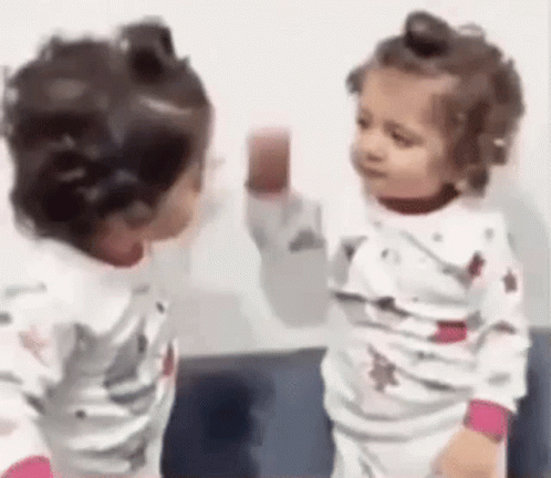 Toddler Nonchalantly Pull Hair Other Kid GIF